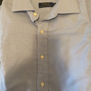 Polo by Ralph Lauren Men's Light Blue Checkered Dress Shirt